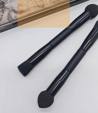 Dual-Ended Concealer Brush - Angled Makeup Brush & Blending Sponge